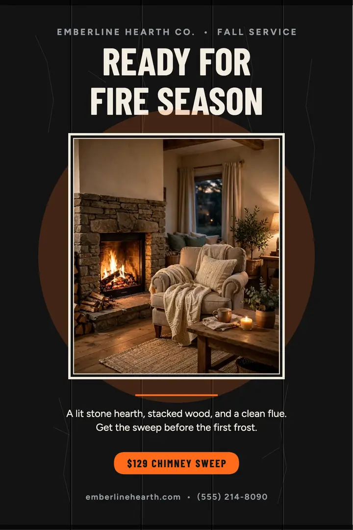 Emberline fall chimney sweep poster: chimney sweep poster template