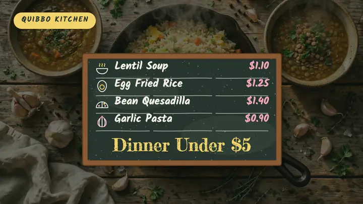 Dinner under $5 chalkboard menu thumbnail template
