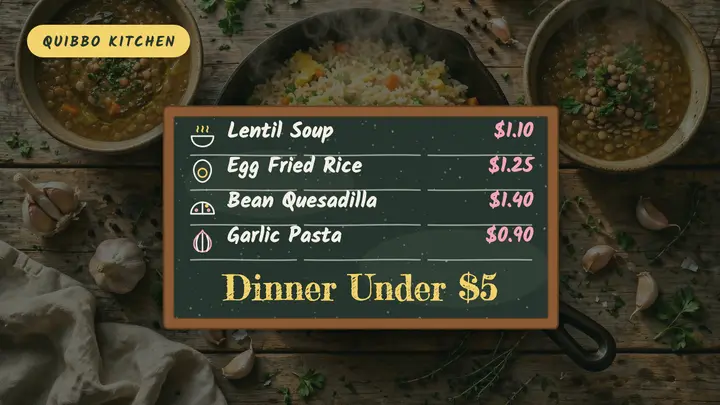 Dinner under $5 chalkboard menu thumbnail template