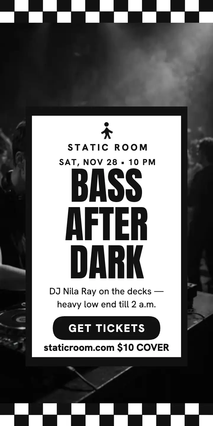 Static Room DJ night checker ad template