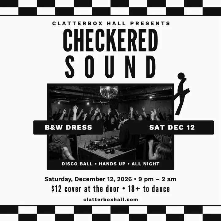 Clatterbox Hall Checkered Sound DJ night template