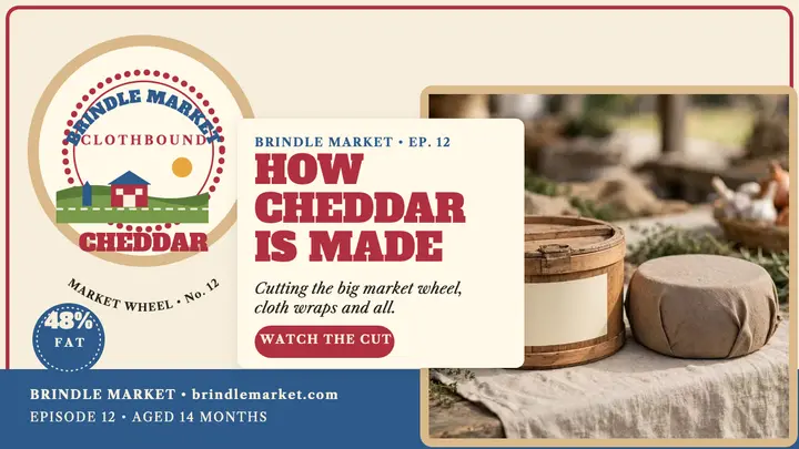 Brindle Market cheddar wheel video thumbnail template