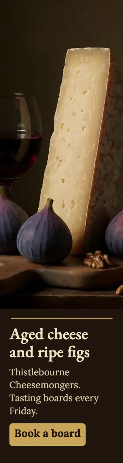 Thistlebourne cheesemongers tasting board ad, old masters template