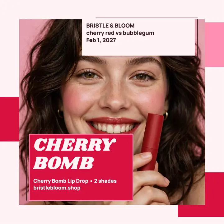 Cherry Bomb lip drop launch post template
