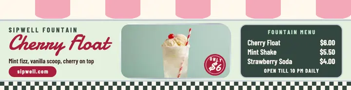 Sipwell cherry float soda billboard: cherry float billboard template