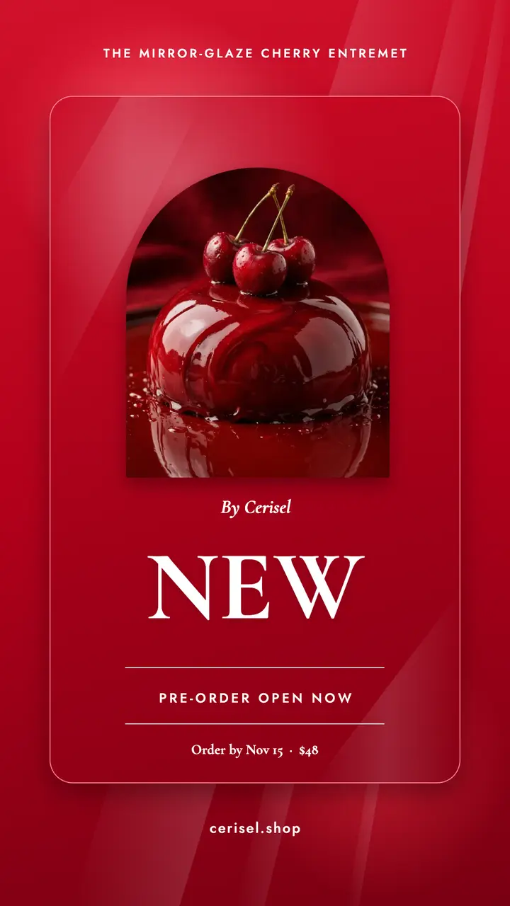 Cherry mirror-glaze cake pre-order story template