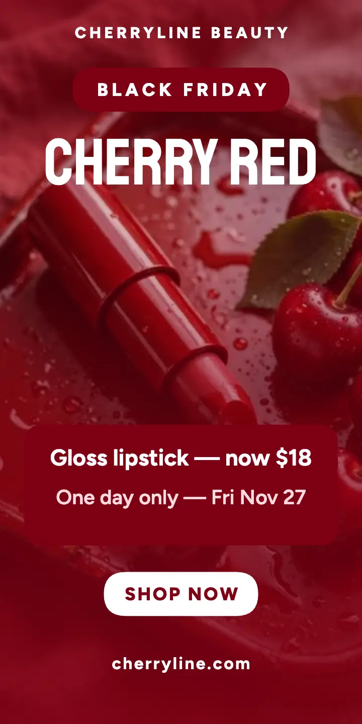Cherryline Beauty Black Friday lipstick ad template