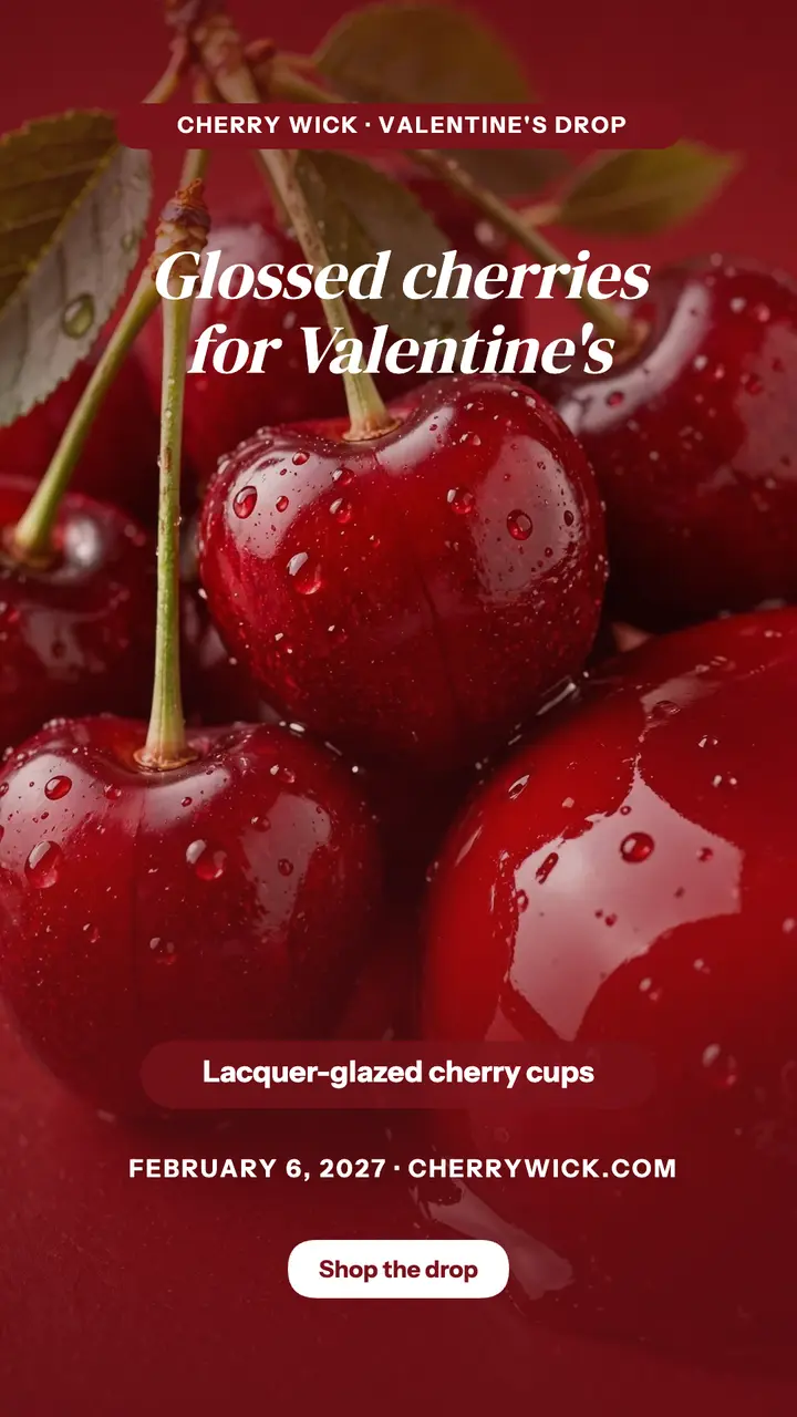 Cherrywick Valentine cherry drop story template