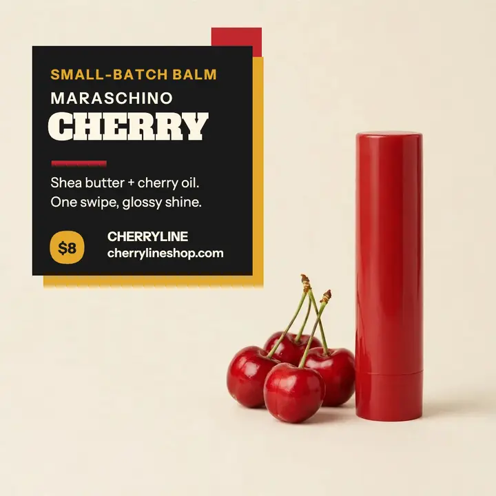 Cherryline cherry lip balm poster template