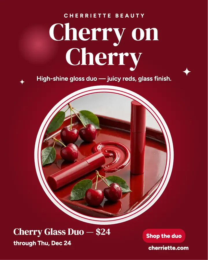 Cherriette cherry gloss duo post template