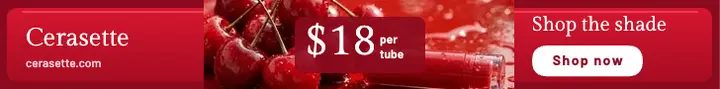 Cerasette cherry lip gloss leaderboard ad: lip gloss leaderboard ad template