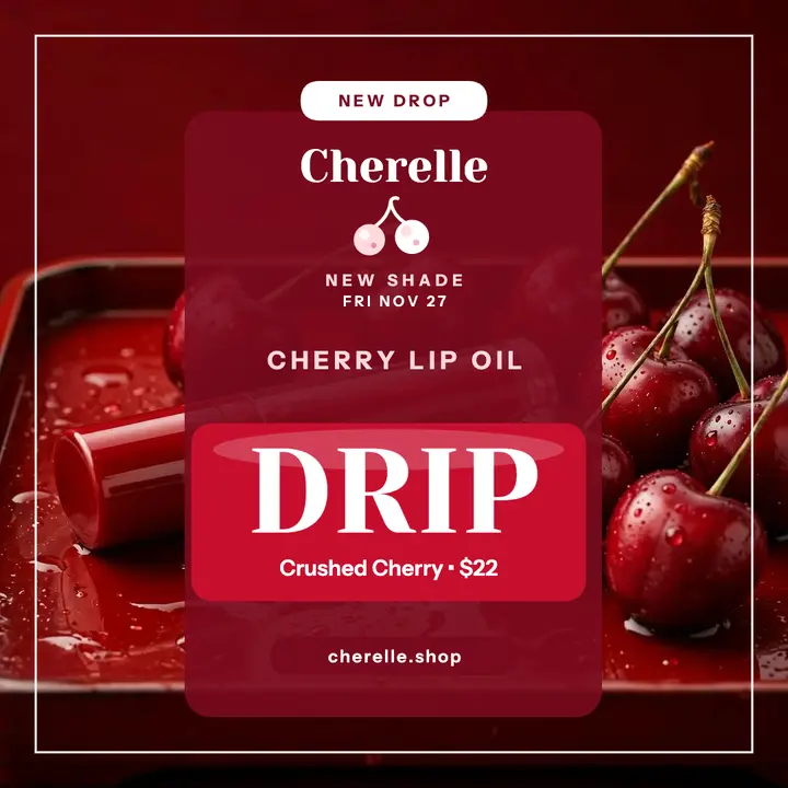 Cherelle cherry lip oil launch post template