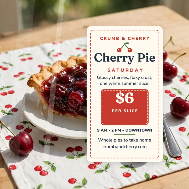 Crumb and Cherry pie Saturday post template