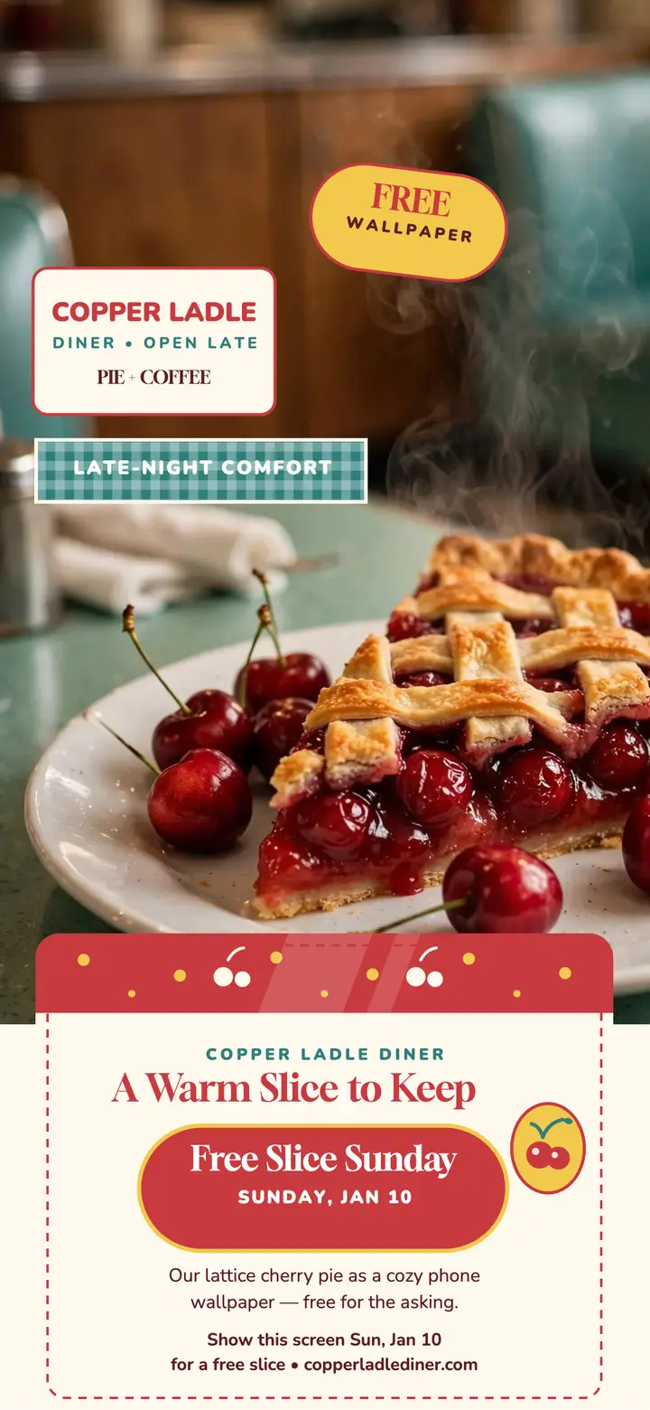 Copper Ladle cherry pie wallpaper template