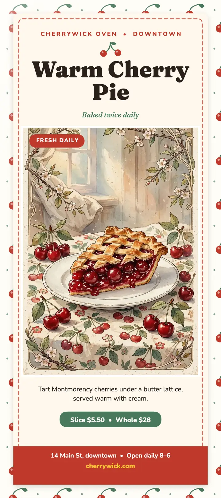 Cherrywick cherry pie rack card template