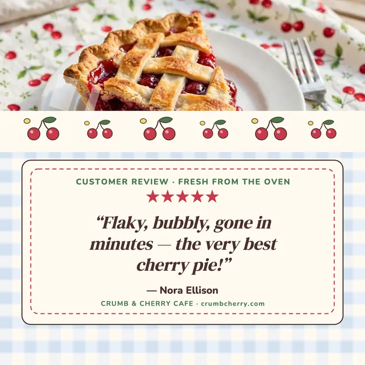 Crumb and Cherry pie review card template