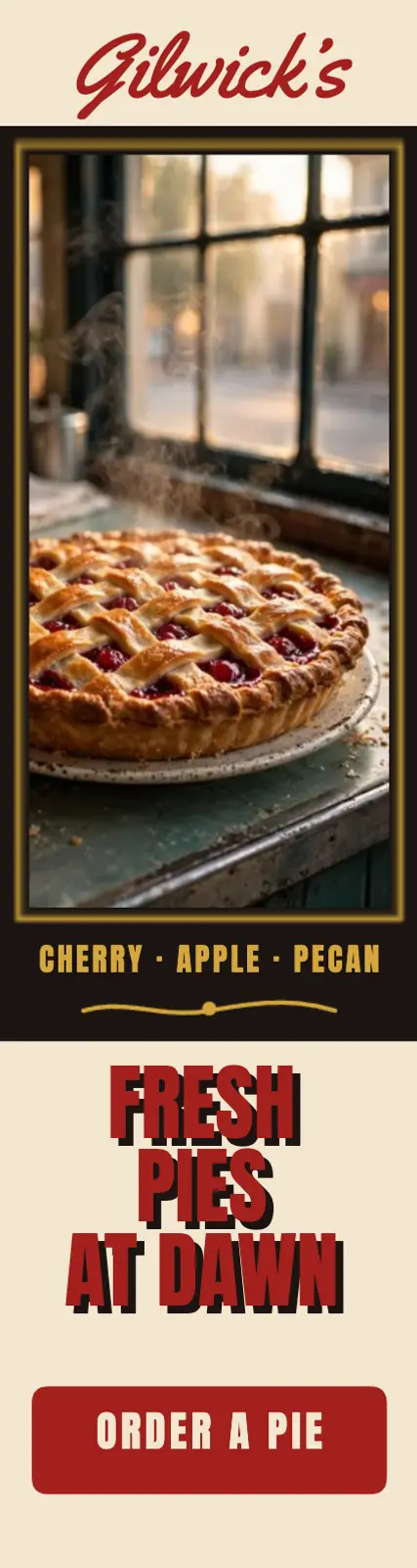 Gilwick's cherry pie skyscraper ad template