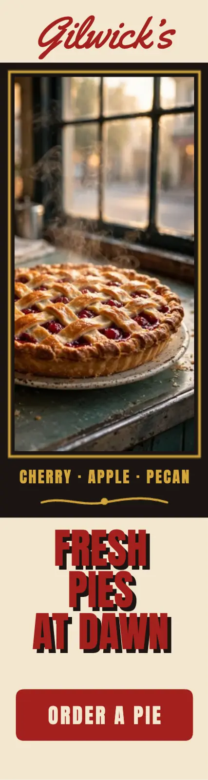 Gilwick's cherry pie skyscraper ad template