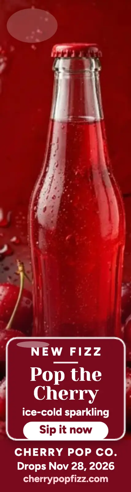 Cherry Pop cherry soda drop skyscraper: cherry soda ad template