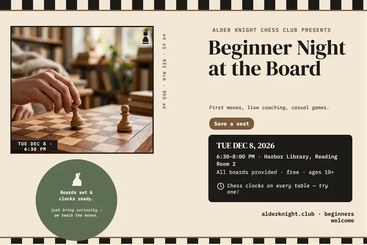 Alder Knight beginner night postcard template