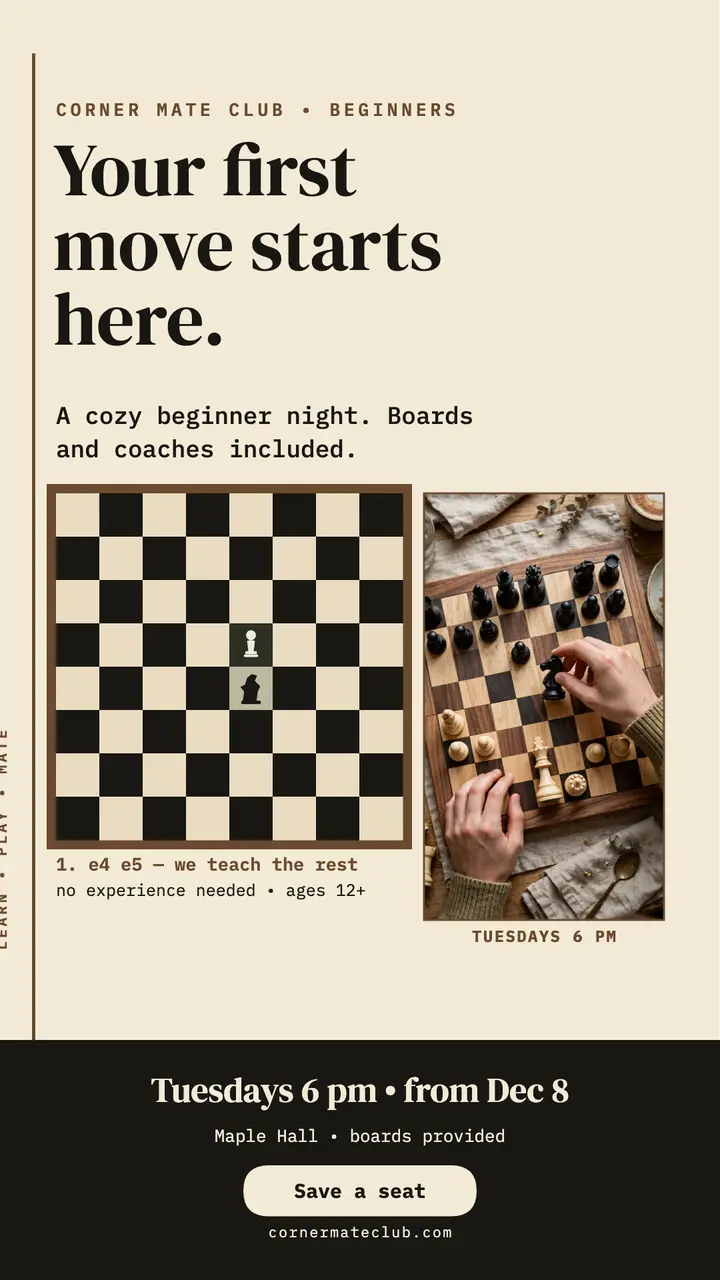 Corner Mate Club beginner night story template