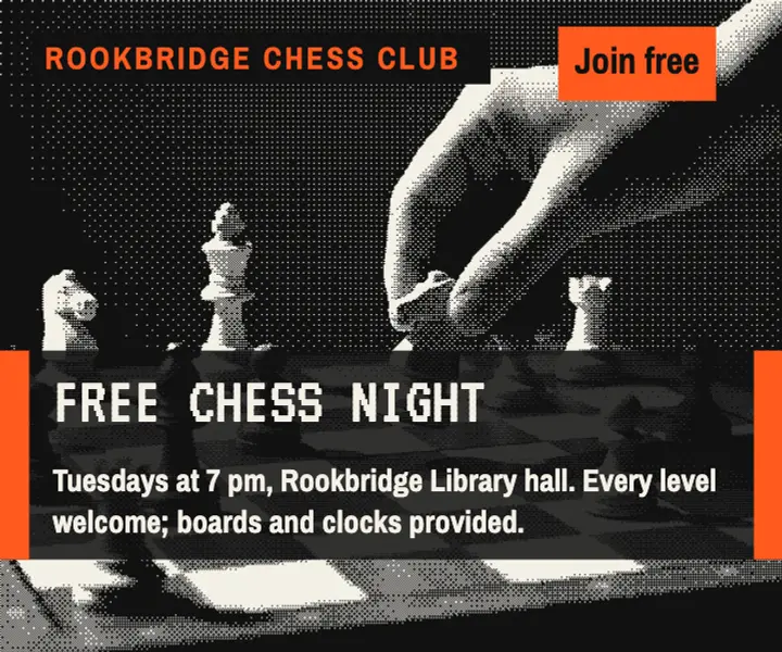 Rookbridge chess club night ad template