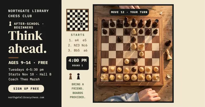 Think ahead chess club post template