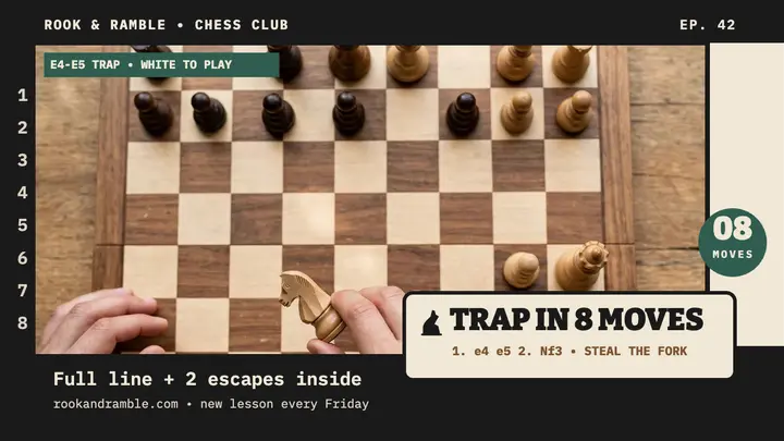 Rook and Ramble trap in 8 moves thumbnail template