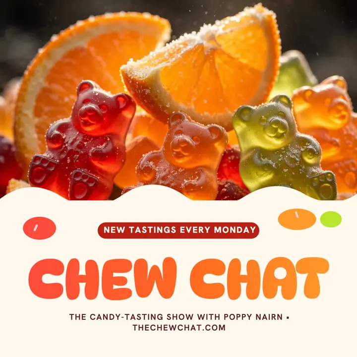 The Chew Chat gummy podcast cover template