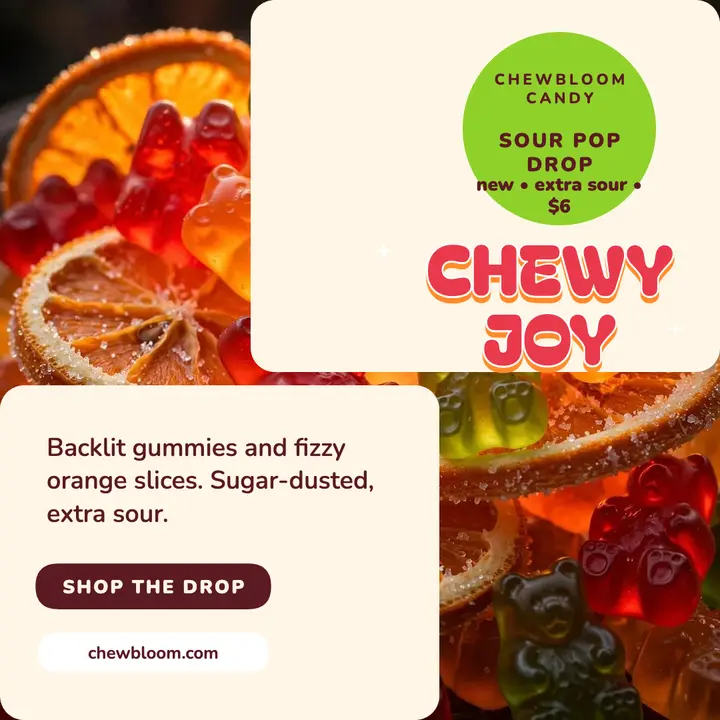 Chewbloom chewy joy gummy drop template