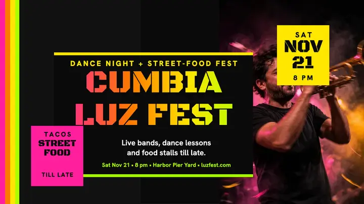 Cumbia Luz Fest dance night thumbnail template