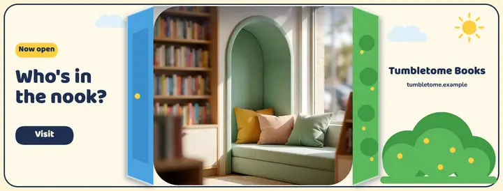 Children's bookshop lift-the-flap Facebook cover template