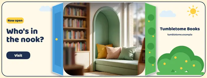 Children's bookshop lift-the-flap Facebook cover template