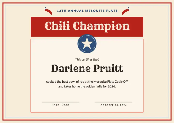 Chili cook-off champion template
