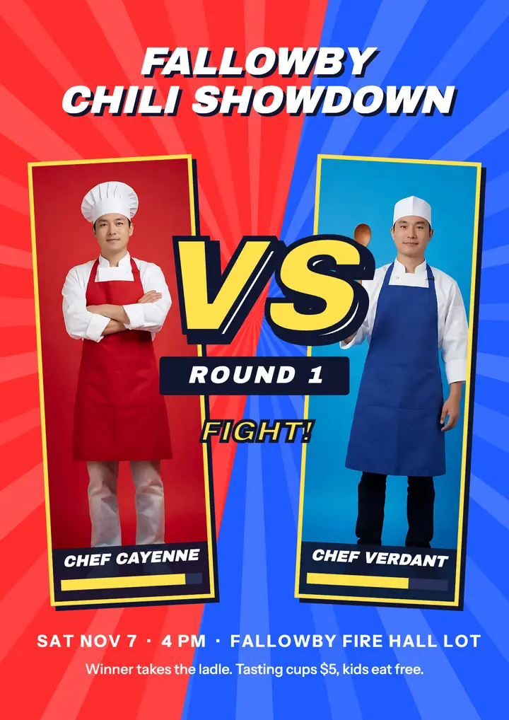 Fallowby Chili Showdown versus flyer template
