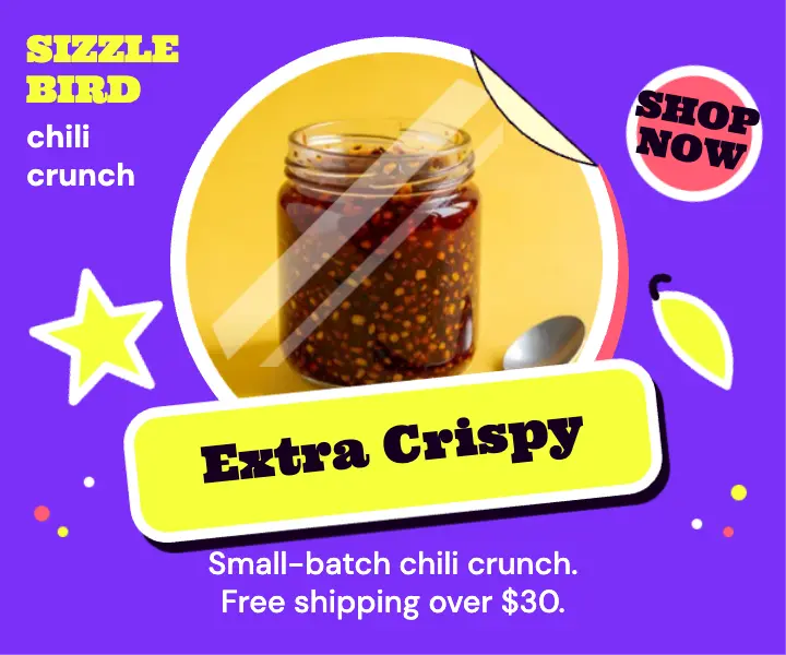 Sizzlebird Chili Crunch sticker-bomb ad template