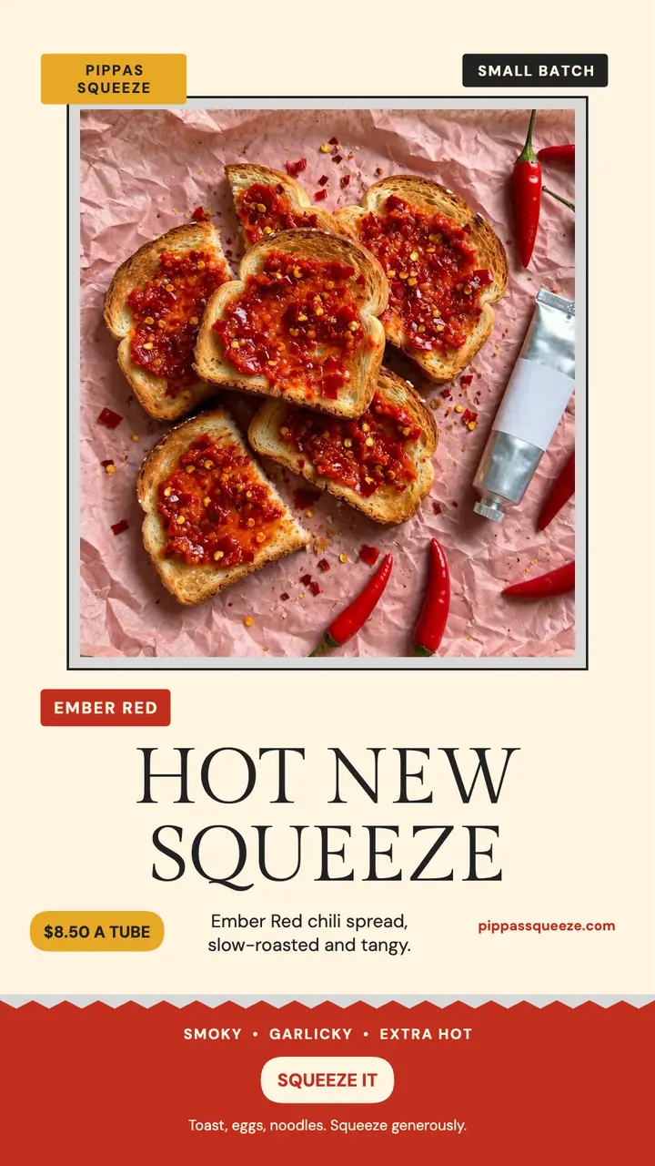 Pippas chili squeeze launch story template