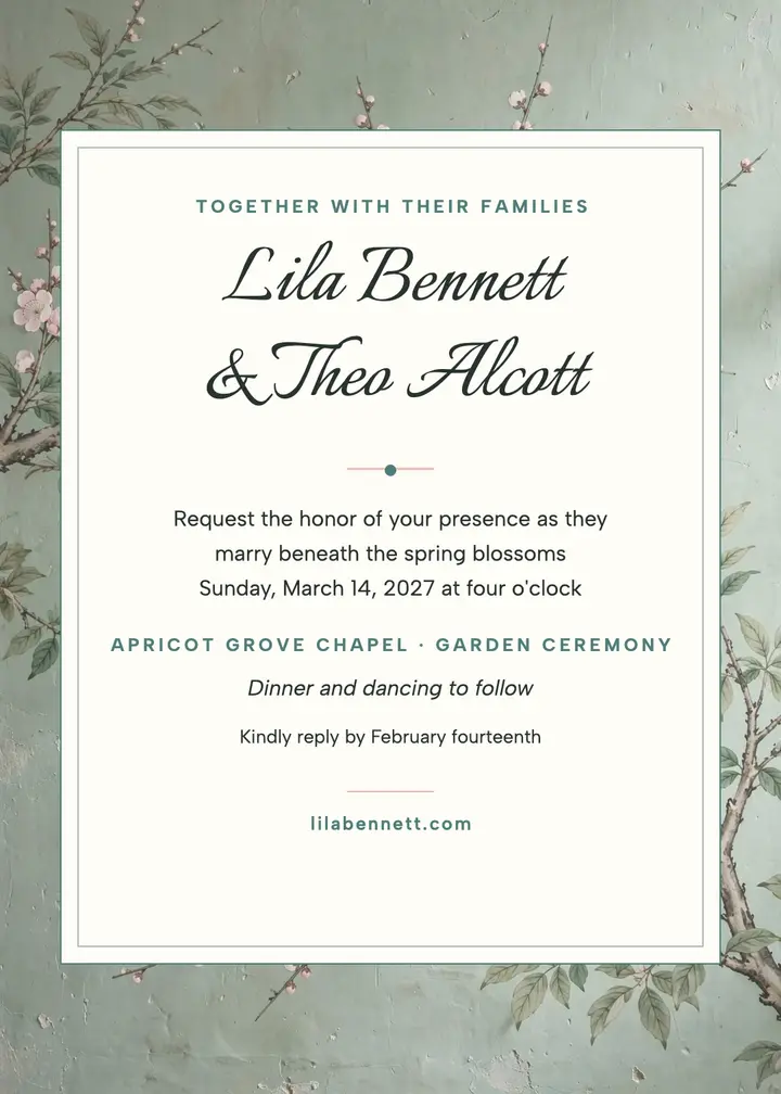 Lila and Theo spring garden invitation template