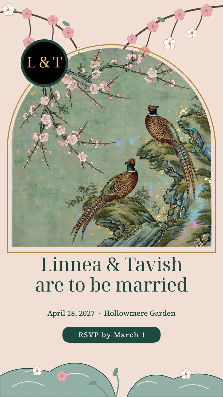 Linnea and Tavish chinoiserie wedding invitation template