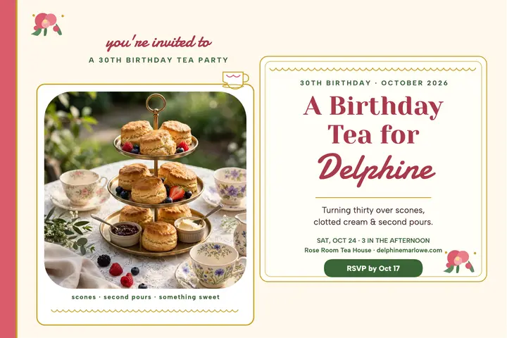 Delphine's birthday tea postcard template