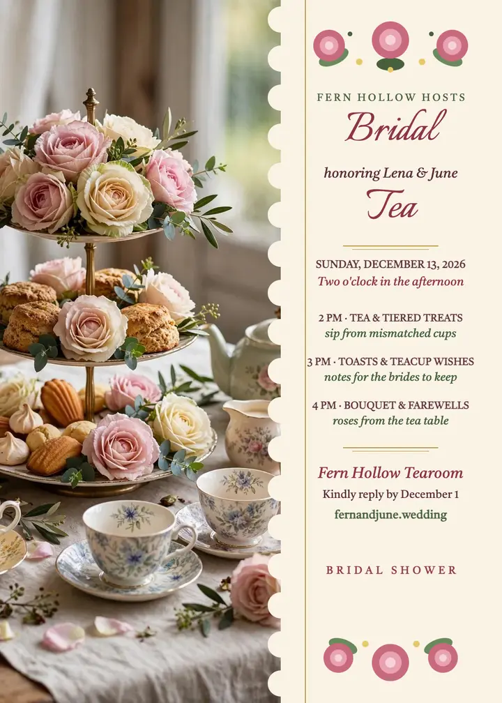 Chintz bridal tea shower invite template