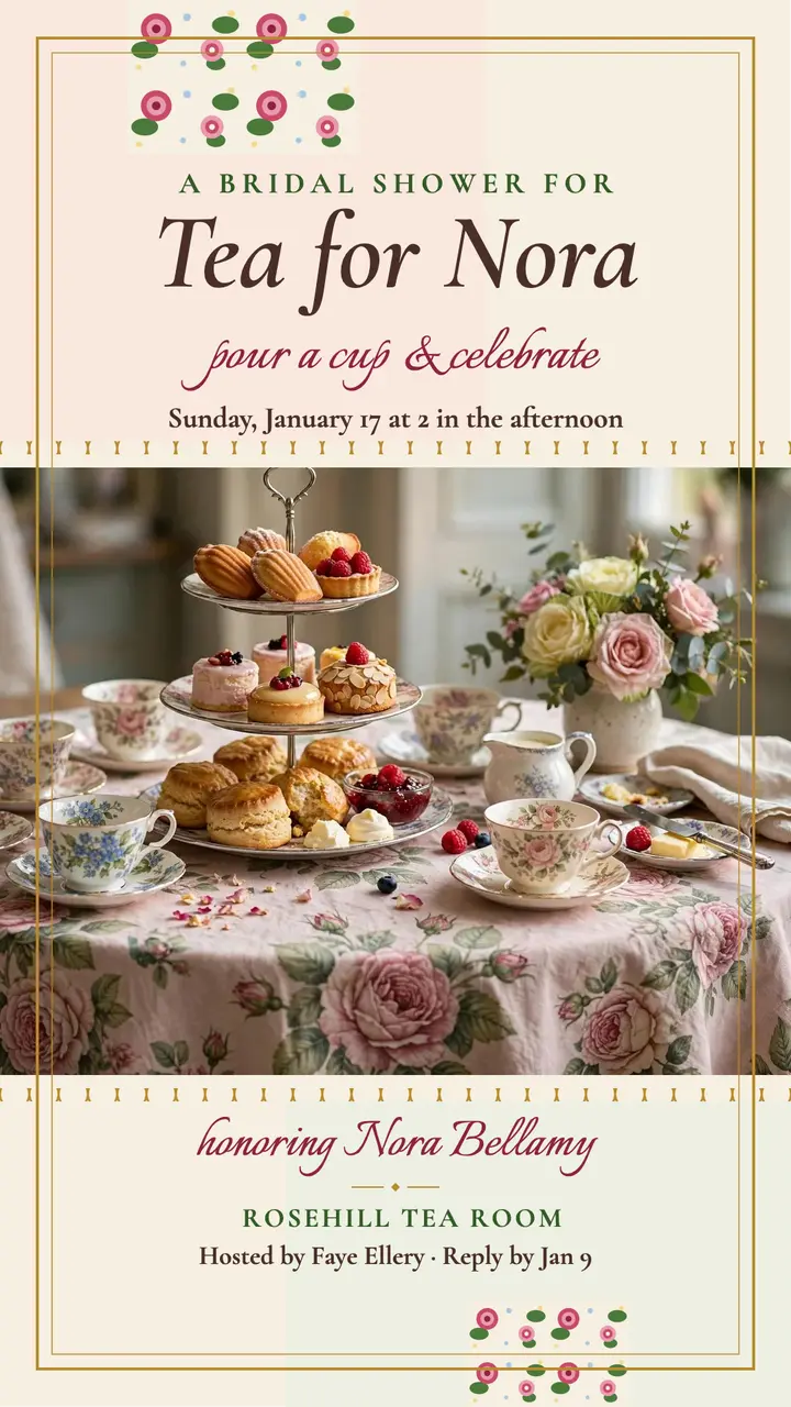 Nora's chintz bridal tea shower story template