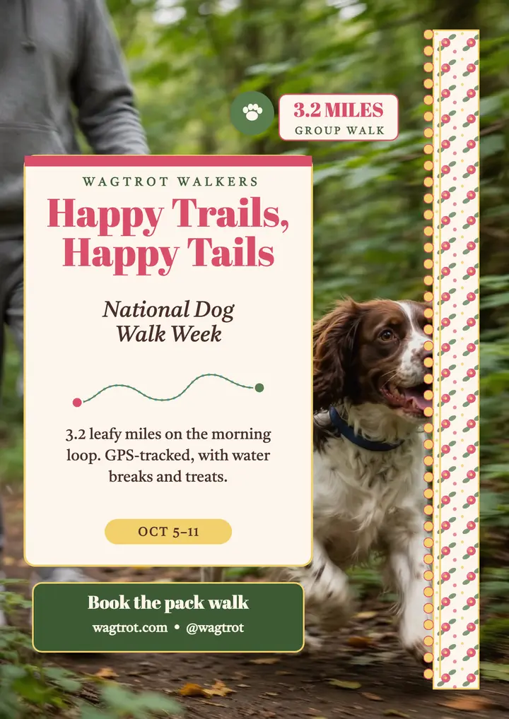 Wagtrot Walkers dog walk week flyer template