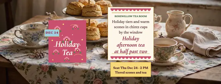 Rosewillow holiday tea chintz cover template
