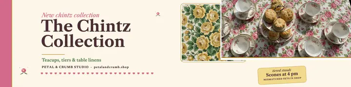 Petal and Crumb chintz tea banner template