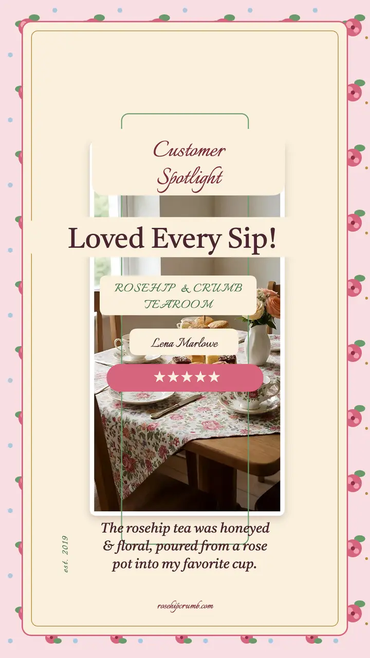 Rosehip and Crumb tearoom review story template