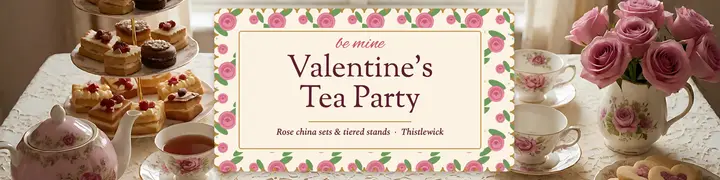 Thistlewick Valentine's tea party banner template