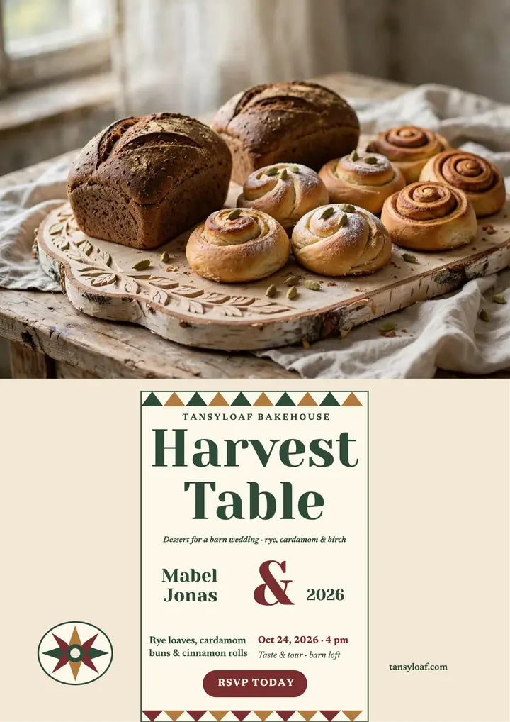 Tansyloaf harvest table wedding flyer template