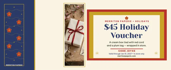 Merriton Paperie holiday gift voucher template