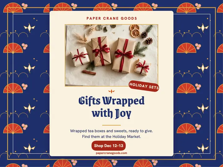 Paper Crane holiday tea gifts slide template